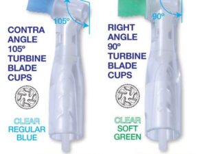 Premium Plus Disposable Prophy Angles Clear Body with Latex-Free "Turbine Blade" Cups (100 pcs) - Clear/Soft - 105°