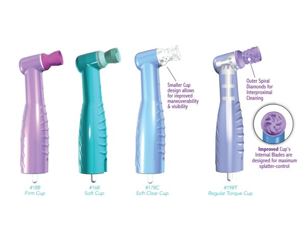 PacDent ProAngle® Ergo Contra-Angle Disposable Prophy Angle - Soft clear cup, standard package, 144 pcs. per box