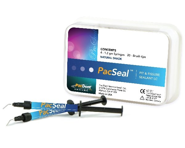 PacDent PacSeal™ Pit & Fissure Sealant - 4 X 1.2 ml. syringes, 20 X brush tips, natural shade