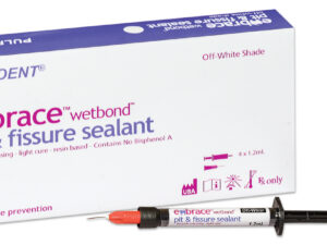 Pulpdent Embrace WetBond Pit & Fissure Sealant - Natural shade Kit: 4 x 1.2mL syringes sealant + 20 applicator tips