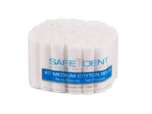 Safe-Dent- Cotton Rolls,  1.5" x 3/8",  Non Sterile,  #2 Medium, Absorbent, Strong  50 pcs bundle