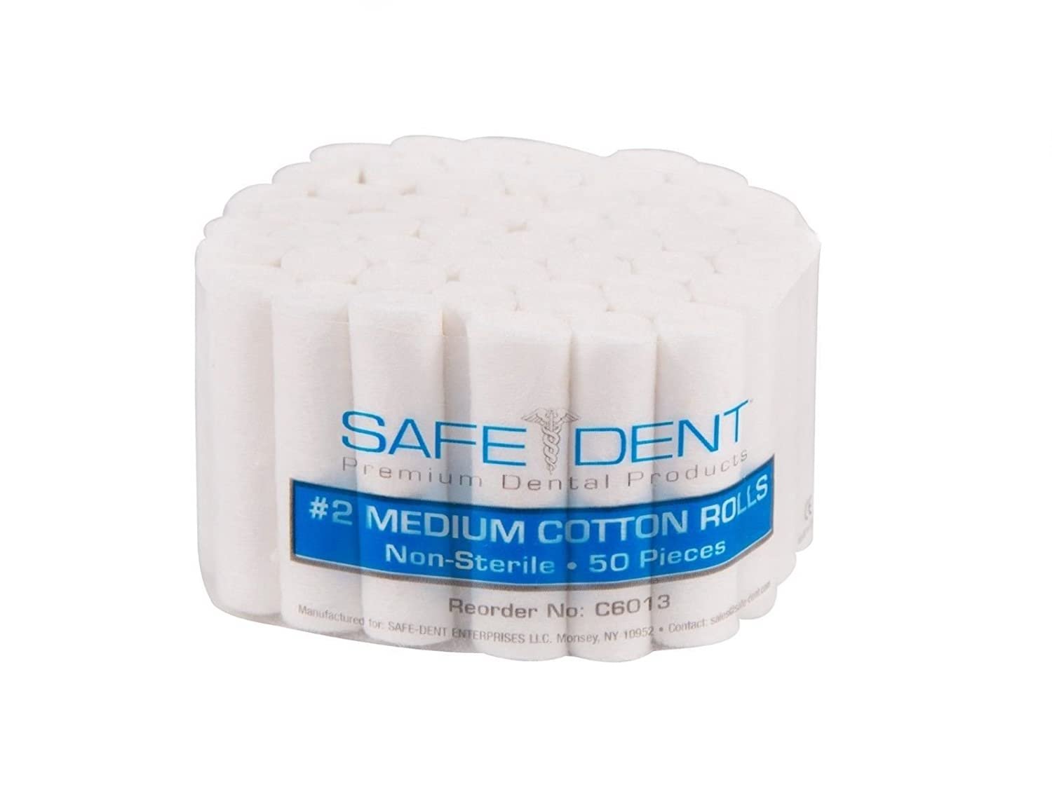 Safe-Dent- Cotton Rolls,  1.5" x 3/8",  Non Sterile,  #2 Medium, Absorbent, Strong  50 pcs bundle