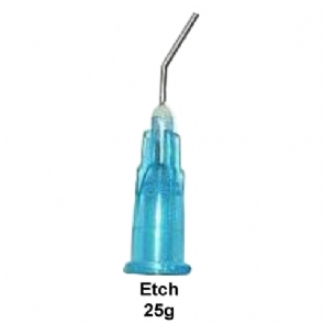 Safe-Dent- PRE BENT FLOW TIPS (ETCH TIPS), 25 gauge,  100/pcs plastic bag- BLUE