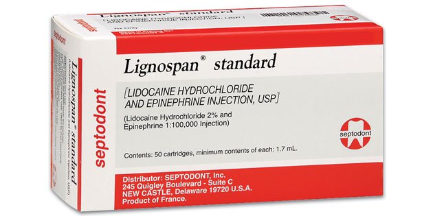 Septodont Lignospan 2% lidocaine w/ epinephrine 1:100,000 red 50/box