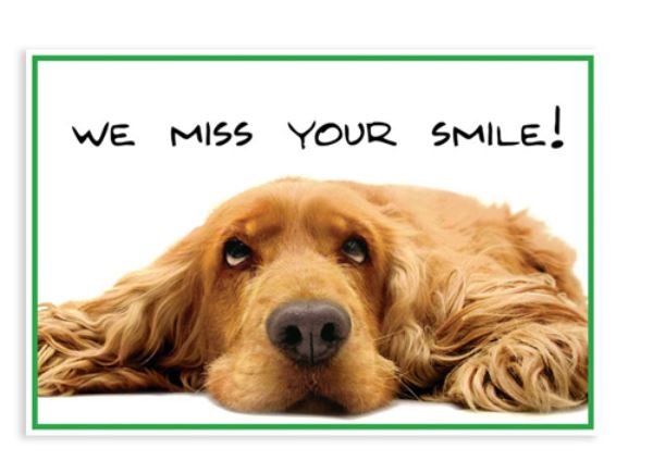 Sherman Dental DOG WE MISS YOUR SMILE 4-UP