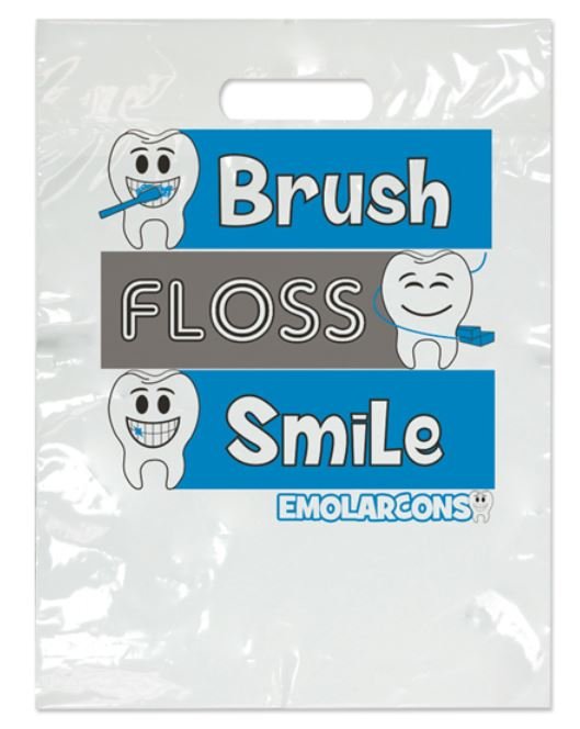 Sherman Dental EMOLARCON BRUSH FLOSS SMILE TWO COLOR BAG - LARGE 9" x 13"