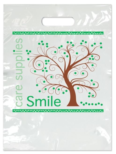 Sherman Dental LARGE TWO COLOR TREE SMILES BAG 9" x 13"