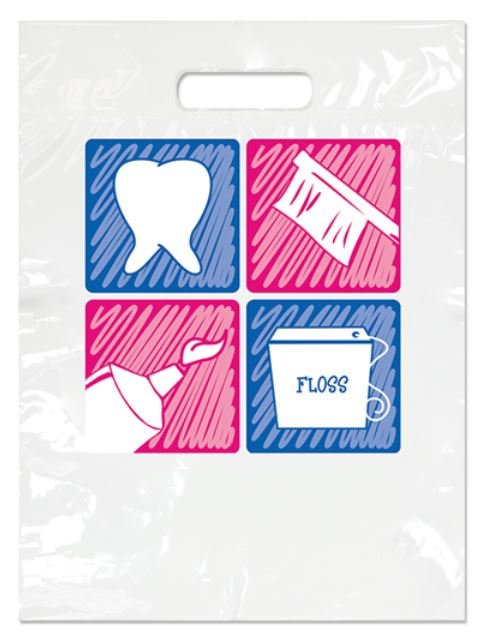 Sherman Dental SMALL RED/BLUE FOUR BOXES BAG 7 1/2" x 9"