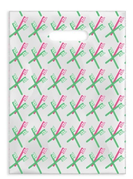 Sherman Dental SCATTER BAG RED/GREEN BRUSHES 7" x 10"