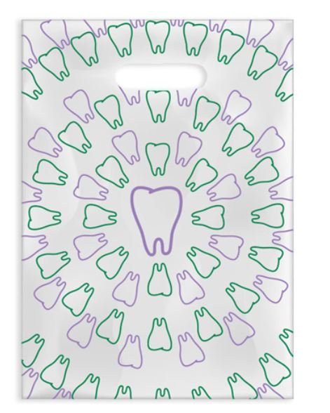 Sherman Dental PURPLE/GREEN TOOTH SWIRL SCATTER BAG 7" x 10"