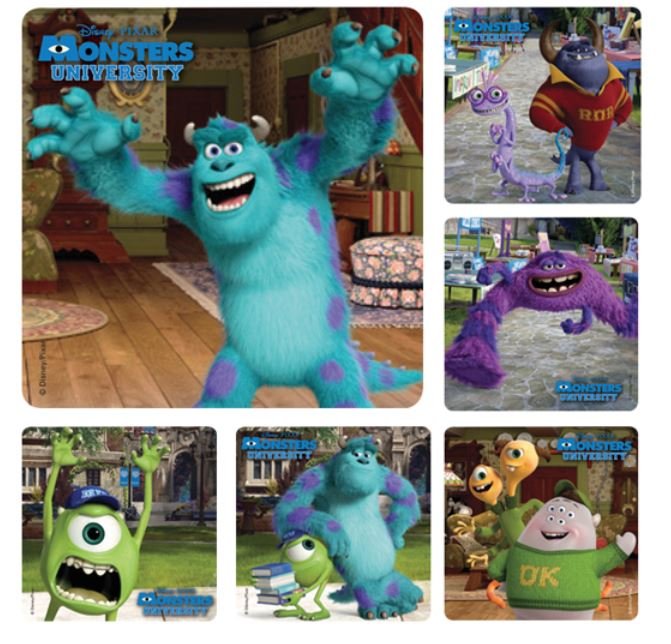 Sherman Dental DISNEY MONSTERS UNIVERSITY MOVIE STICKERS
