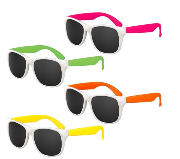 Sherman Dental KIDS WHITE FRAME WITH NEON ARMS CLASSIC SUNGLASSES - UV400