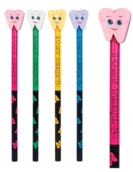 Sherman Dental 6.5" SMILE TOOTH PENCIL/ERASER