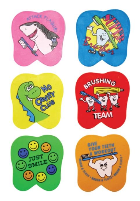 Sherman Dental 1.5" TOOTH MESS ERASERS-ASSORTED