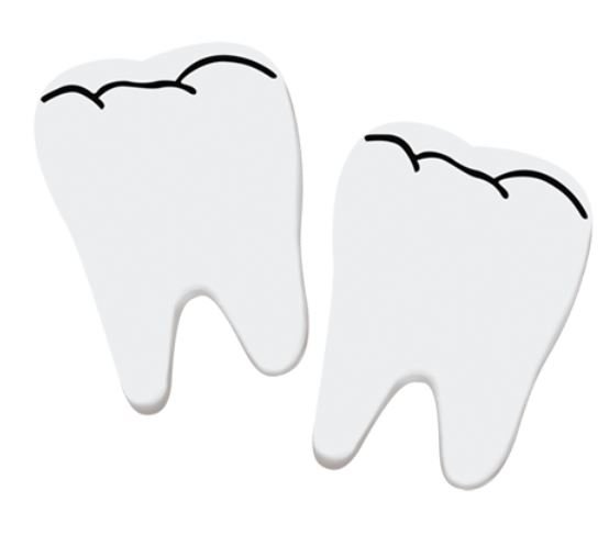 Sherman Dental 2" WHITE TOOTH SHAPE ERASERS