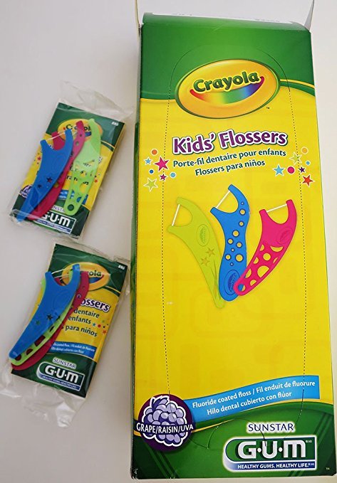 SunStar Crayola Kids' Flossers 48 Pack of 3 Individually Wrapped Per Box