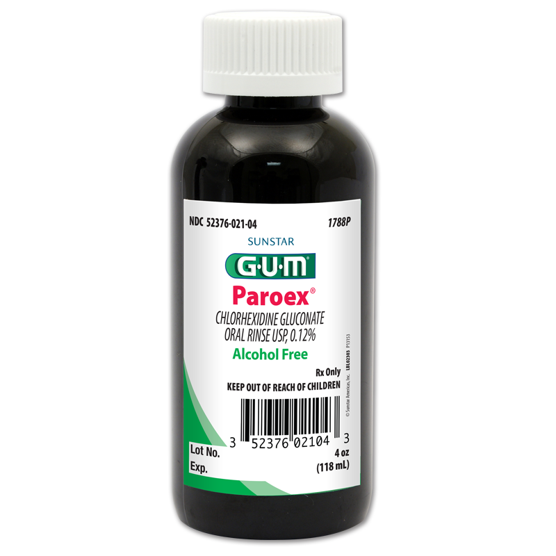Sunstar GUM Paroex 0.12% CHLORHEXIDINE GLUCONATE ORAL RINSE - Sodium Fluoride Varnish, 4 oz Bottle