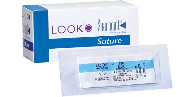 SURGICAL SPECIALITIES LOOK™ DENTAL SUTURES - 4/0 Plain Gut Suture, 18"/45cm, C6, 18mm 3/8 Circle