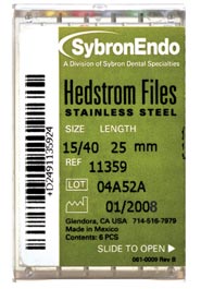 SybronEndo Hedstrom Files 6/Box. Stainless Steel
