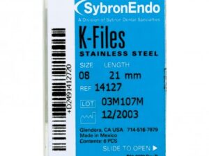 SybronEndo K-Files 6/Box. Stainless Steel ( # 8 , 21 mm )