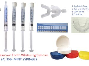 Pearlescence Teeth Whitening System 35% Mint Carbamide Peroxide 4 Syringe Kit with Trays and Case