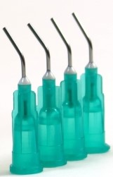 TM Global Pre-Bent Dispensing Tips Green, ( Pre bent Sealant & Composites tips ) 21GA 100/bag