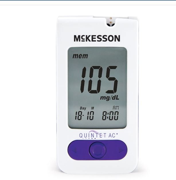Blood Glucose Meter QUINTET AC® 5 Second  Results Stores Up To 500 Results with Date and  Time Auto Coding