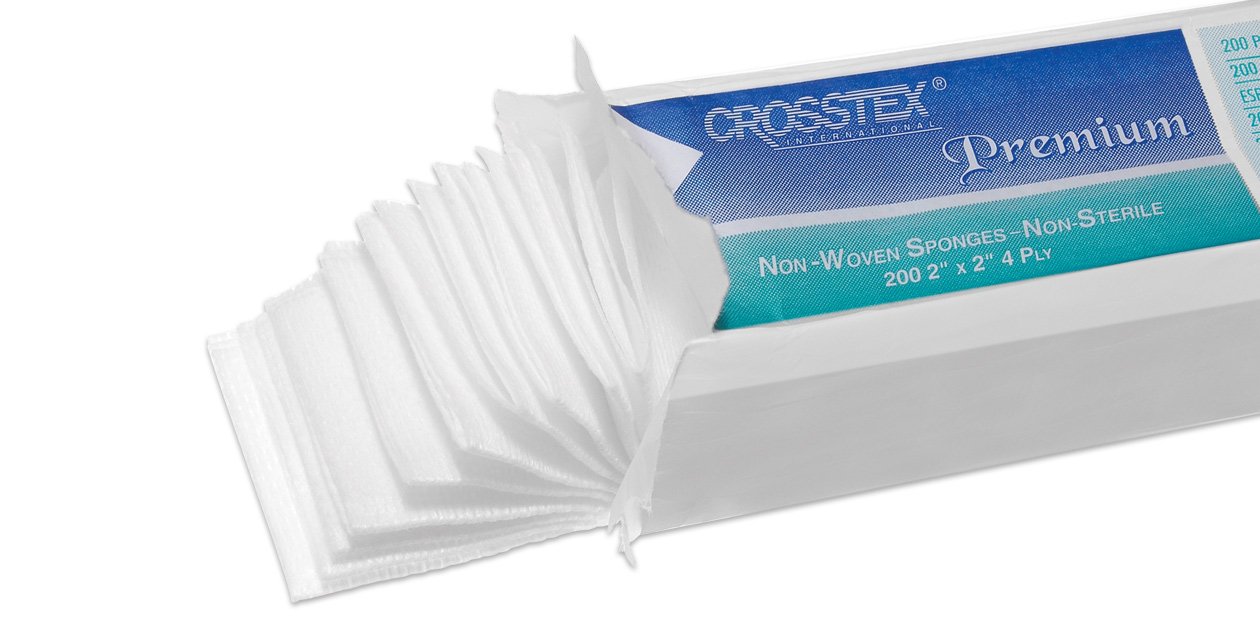 Crosstex 2" x 2" Premium 4 ply Non-Woven Sponges ( gauze ), Non-Sterile 4000 Case