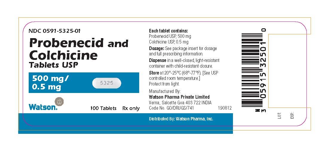 Watson Probenecid and Colchicine Tablets USP 500mg/0.5mg,100 Tablets