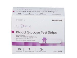 Blood Glucose Test Strips Quintet AC® 50 Strips per Box Minimal sample size of 1 μL For Quintet AC® Blood Glucose Monitor